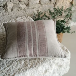 Coussin*alinea Coussin rayé en lin 45x45cm - Rouge