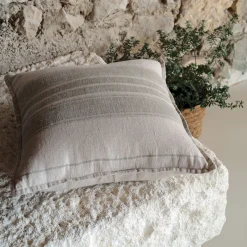 Coussin*alinea Coussin rayé en lin 45x45cm - Vert