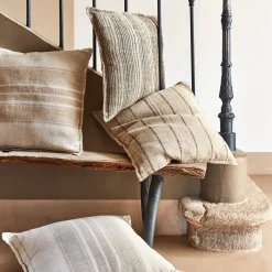 Coussin*alinea Coussin rayé en lin 45x45cm - Vert