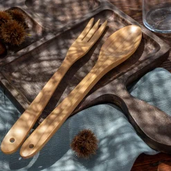 Couvert De Service*alinea Couverts à salade en bois d'olivier Bois clair