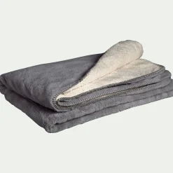 Plaid|Couvre-Lit*alinea Couvre lit imitation fourrure 180x220cm - restanque Gris