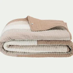 Couvre-Lit*alinea Couvre-lit patchwork en coton 230x250cm - Beige