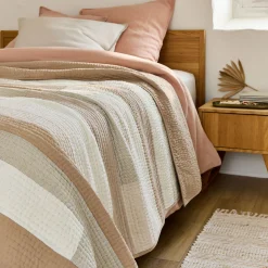 Couvre-Lit*alinea Couvre-lit patchwork en coton 230x250cm - Beige