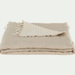 Couvre-Lit*alinea Couvre-lit en coton frangé 230x250cm - Beige