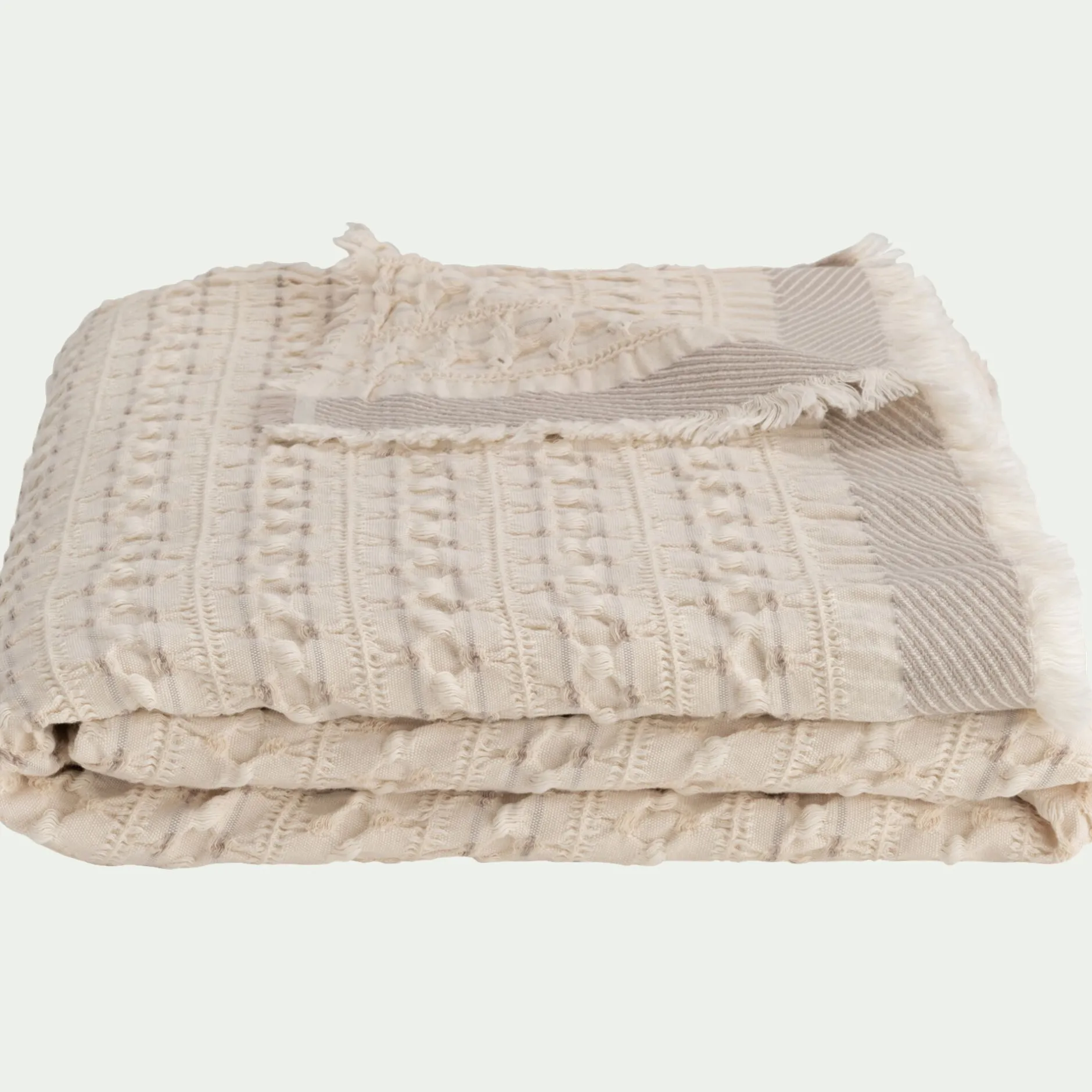 Plaid*alinea Couvre-lit en coton 130x170cm points fantaisies - écru Blanc