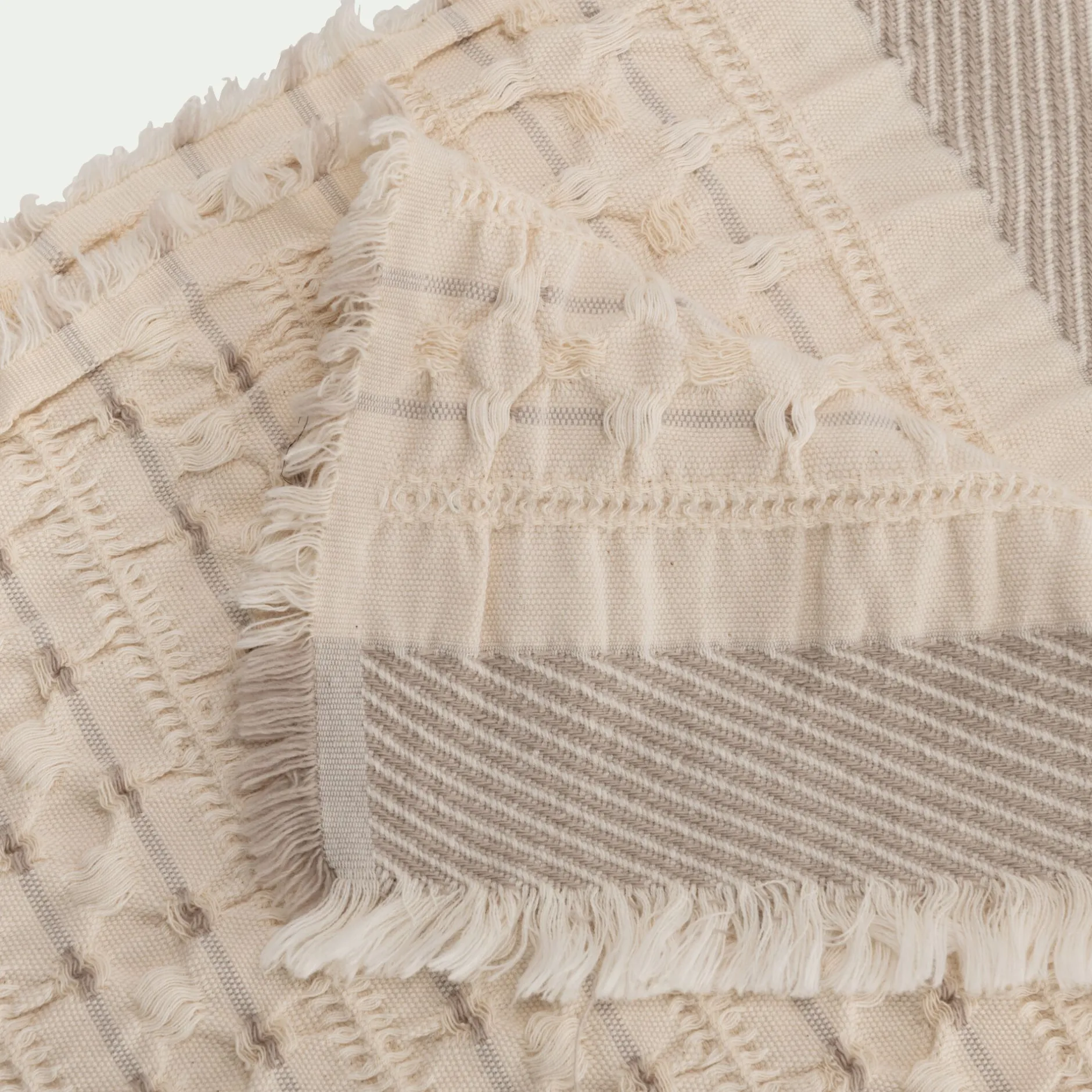 Plaid*alinea Couvre-lit en coton 130x170cm points fantaisies - écru Blanc