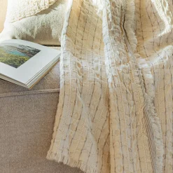 Plaid*alinea Couvre-lit en coton 130x170cm points fantaisies - écru Blanc