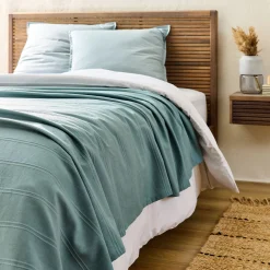 Couvre-Lit*alinea Couvre-lit tissé en coton 180x230cm - calaluna Bleu