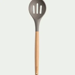 Ustensile De Cuisine|Couvert De Service*alinea Cuillère ajourée en bois et silicone - brun terre ombre