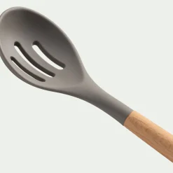 Ustensile De Cuisine|Couvert De Service*alinea Cuillère ajourée en bois et silicone - brun terre ombre