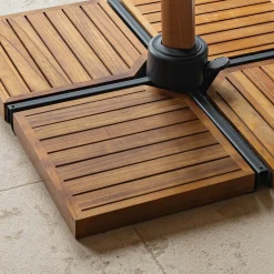 Pieds De Parasol*alinea Dalle de lestage pour pied de parasol en béton et bois 22kg - Naturel