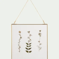 Toile, Tableau Et Affiche*alinea Décoration murale carrée avec fleurs séchés en verre - Doré