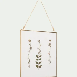 Toile, Tableau Et Affiche*alinea Décoration murale carrée avec fleurs séchés en verre - Doré