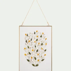 Toile, Tableau Et Affiche*alinea Décoration murale rectangulaire avec fleurs séchés en verre - Doré