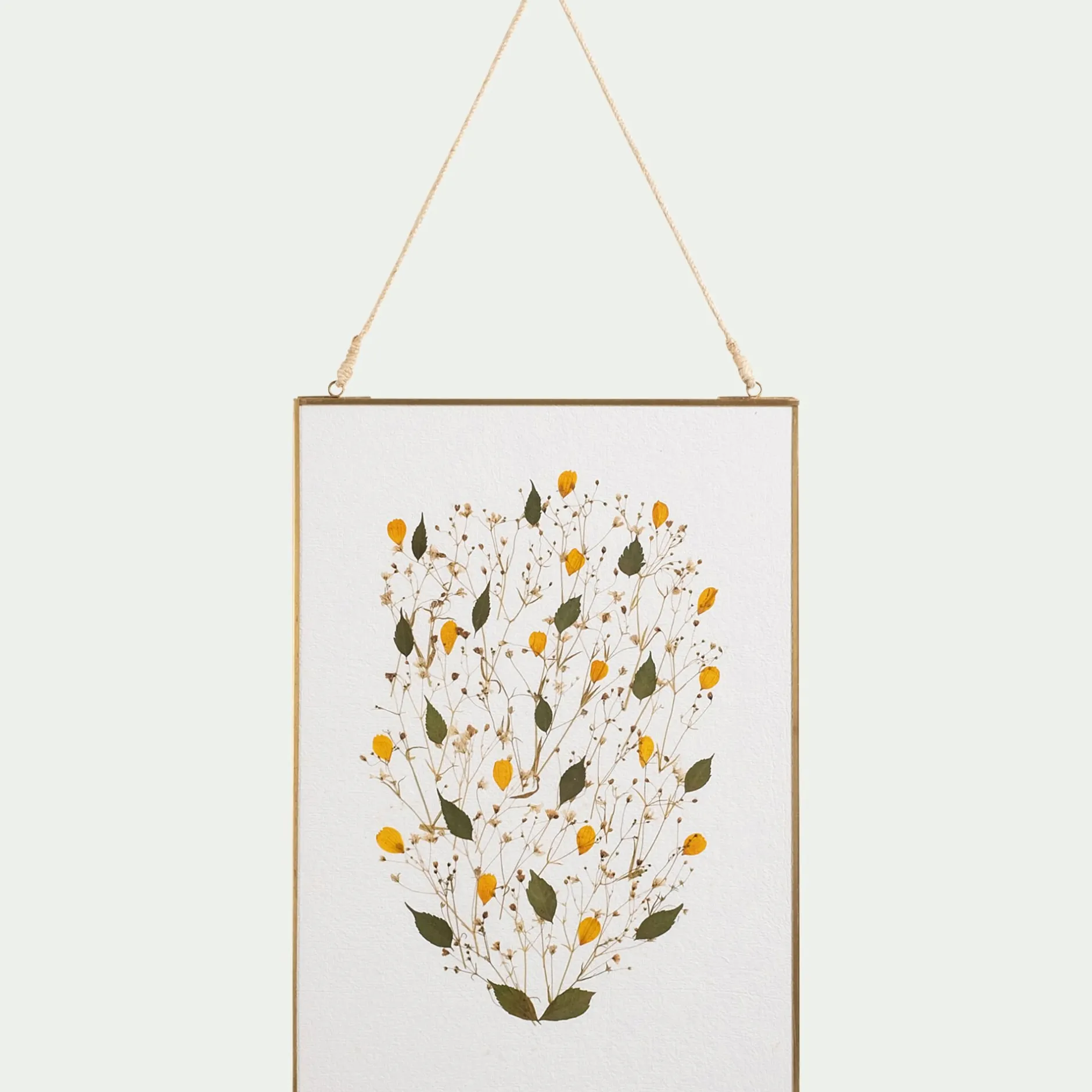 Toile, Tableau Et Affiche*alinea Décoration murale rectangulaire avec fleurs séchés en verre - Doré