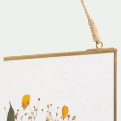 Toile, Tableau Et Affiche*alinea Décoration murale rectangulaire avec fleurs séchés en verre - Doré