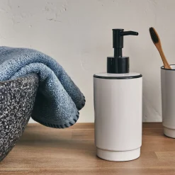 Accessoire De Salle De Bain*alinea Distributeur à savon en grès - H18,50cm Blanc