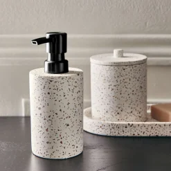 Accessoire De Salle De Bain*alinea Distributeur de savon en terrazzo H17,5cm - Blanc