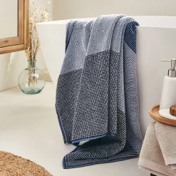 Drap De Bain*alinea Drap de bain bouclette jacquard en coton - 100x150cm Bleu