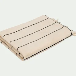 Drap De Bain*alinea Drap de bain rayé en coton 100x150cm - Beige