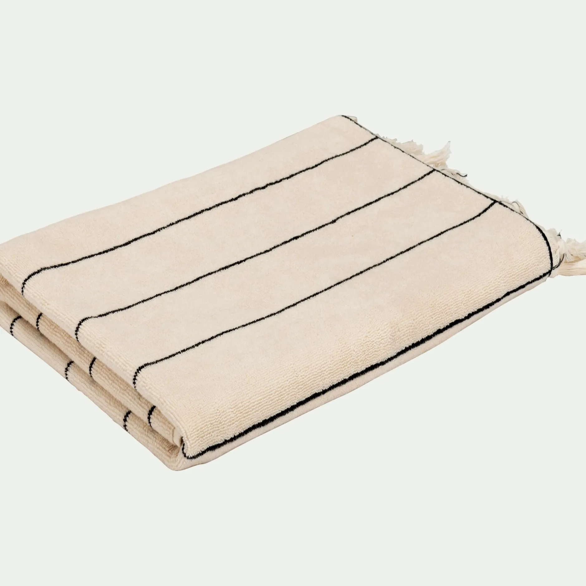 Drap De Bain*alinea Drap de bain rayé en coton 100x150cm - Beige