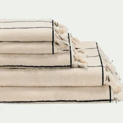 Drap De Bain*alinea Drap de bain rayé en coton 100x150cm - Beige