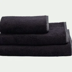 Drap De Douche*alinea Drap de douche brodé en coton - 70x140cm Noir