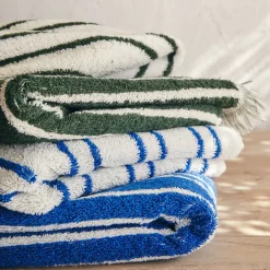 Drap De Douche*alinea Drap de douche en coton à rayures 70x140cm - Vert