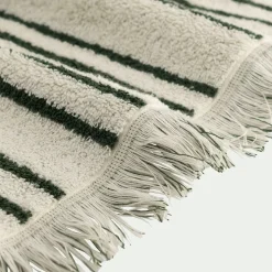 Drap De Douche*alinea Drap de douche en coton à rayures 70x140cm - Vert