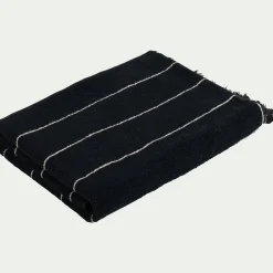 Drap De Douche*alinea Drap de douche rayé en coton 70x140cm - Noir
