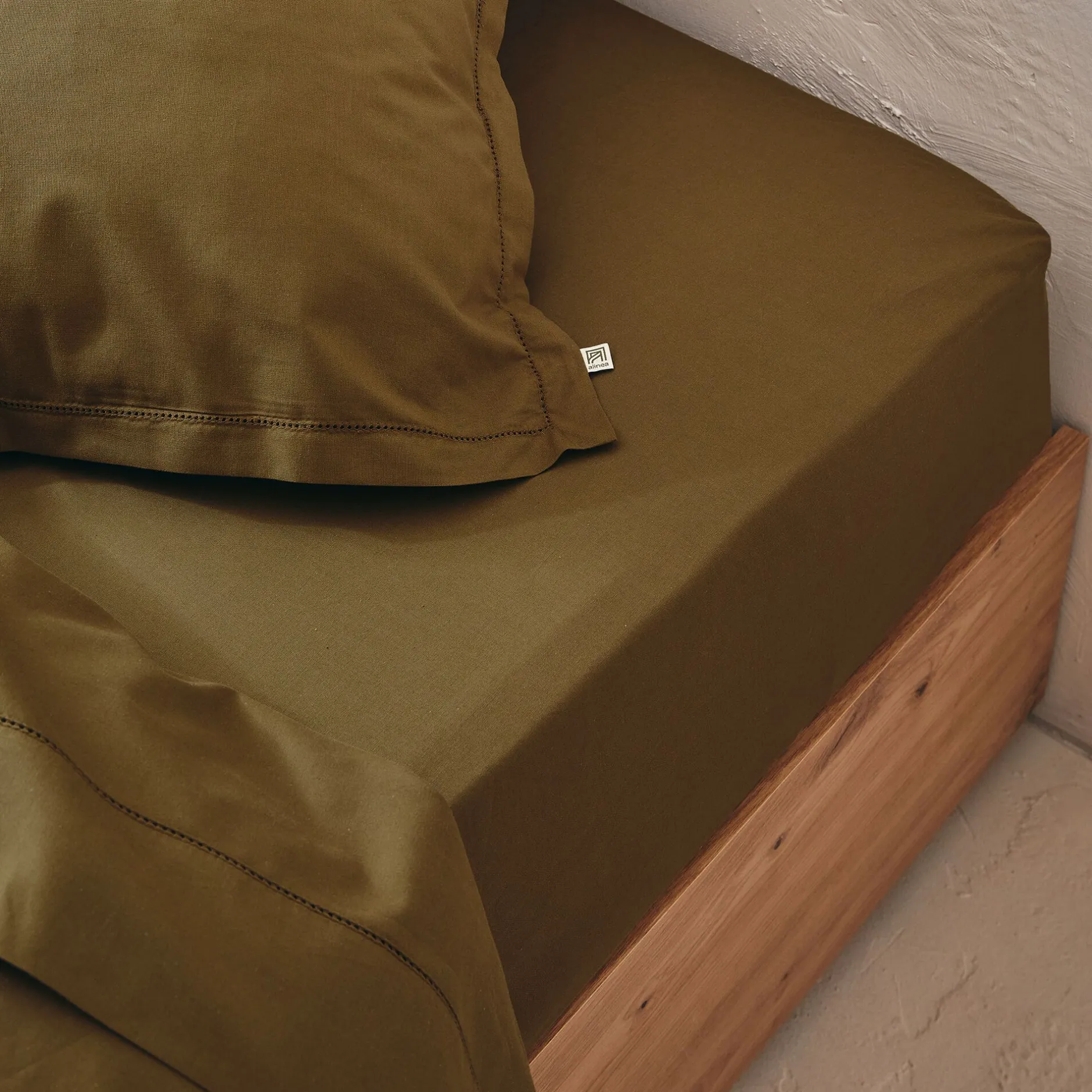 Drap Housse*alinea Drap housse en coton bio 140x200cm b30cm - mousse Vert