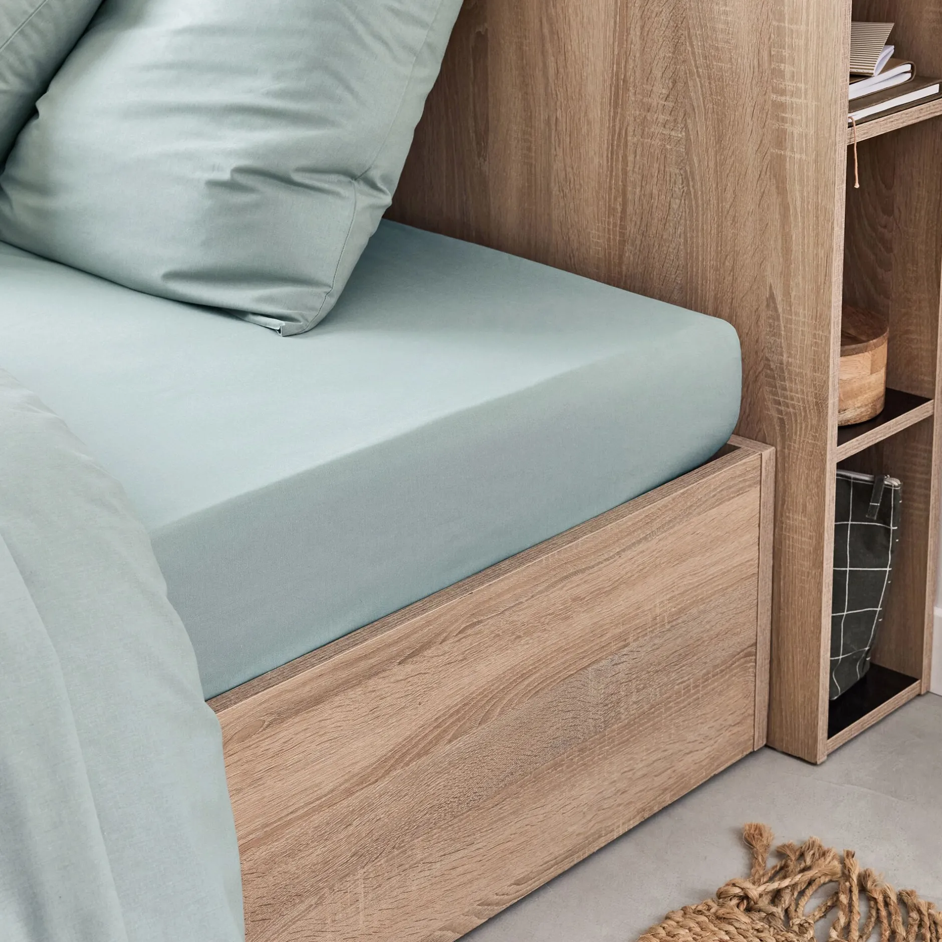 Drap Housse*alinea Drap housse en coton 140x200cm B25cm - calaluna Bleu