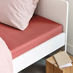 Drap Housse*alinea Drap housse en coton 90x200cm b25cm - ricin Rouge