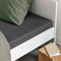 Drap Housse*alinea Drap housse en coton 90x200cm b25cm - ardoise Gris