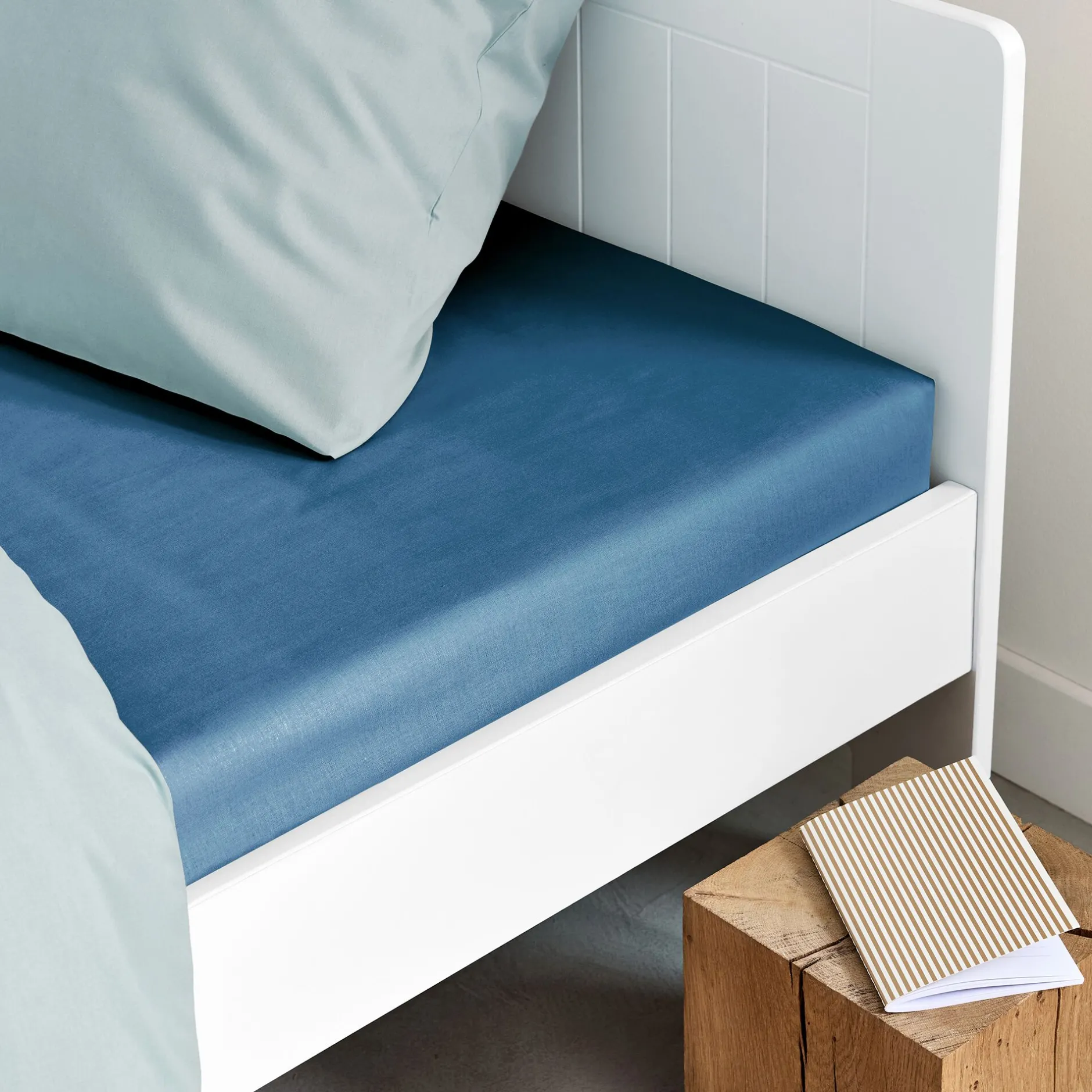 Drap Housse*alinea Drap housse en coton 160x200cm B25cm - figuerolles Bleu