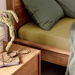 Drap Housse*alinea Drap housse en lin lavé 140x200cm B28cm - alep Jaune