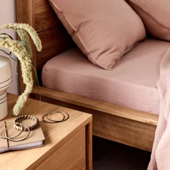 Drap Housse*alinea Drap housse en lin lavé 140x200cm B28cm - rosa Rose