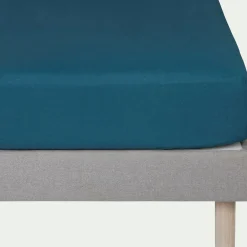 Drap Housse*alinea Drap housse en lin lavé 140x200cm B28cm - figuerolles Bleu