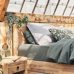 Drap Housse*alinea Drap housse en lin lavé 140x200cm B28cm - cèdre Vert