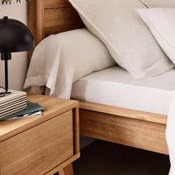 Drap Housse*alinea Drap housse en lin lavé 140x200cm B28cm - capelan Blanc