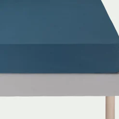 Drap Housse*alinea Drap housse en percale de coton 140x200cm B30cm - figuerolles Bleu