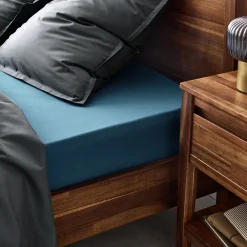 Drap Housse*alinea Drap housse en percale de coton 140x200cm B30cm - figuerolles Bleu