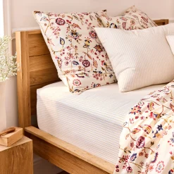 Drap Housse*alinea Drap housse rayé en coton 140x200cm B30cm - argan Jaune