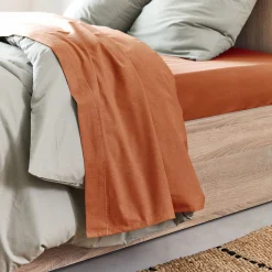Drap Plat*alinea Drap plat en coton 270x300cm - brun rustrel Marron