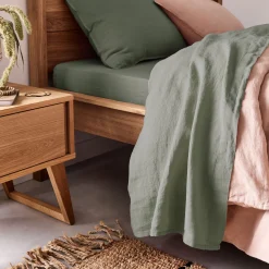 Drap Plat*alinea Drap plat en lin lavé 270x300cm - cèdre Vert