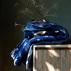 Couvre-Lit*alinea Édredon à motif fleuri en coton velours lavé 100x180cm - Bleu