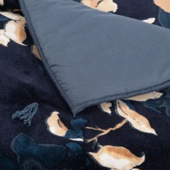 Couvre-Lit*alinea Édredon à motif fleuri en coton velours lavé 100x180cm - Bleu