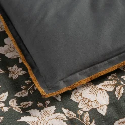 Couvre-Lit*alinea Édredon à motif shankar en lin et coton 100x180cm piquage pompons double faces - Vert