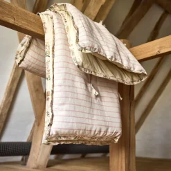 Couvre-Lit*alinea Édredon avec pompons en coton 100x180cm - Beige