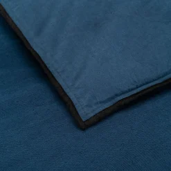 Couvre-Lit*alinea Édredon en lin et coton 100x180cm piquage pompons - figuerolles Bleu